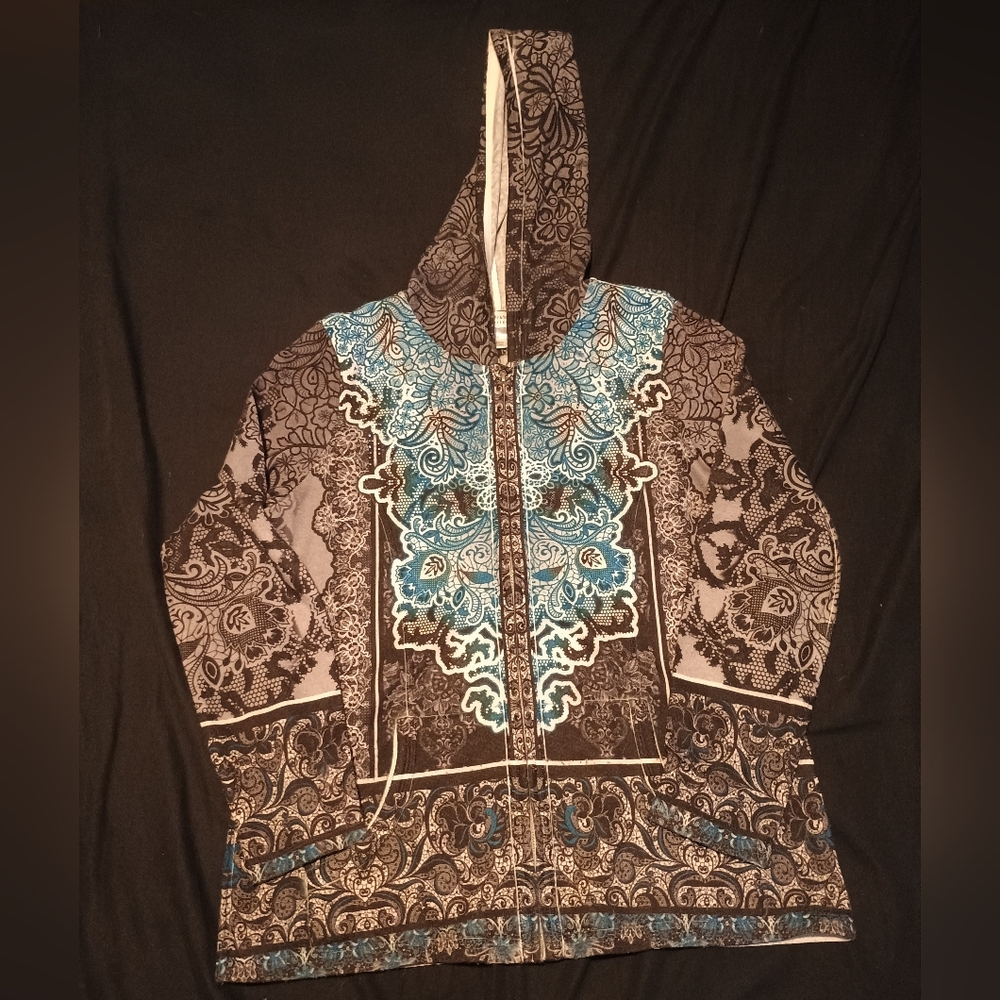 Christopher Banks Womens Medium Boho Patterned Hoodie